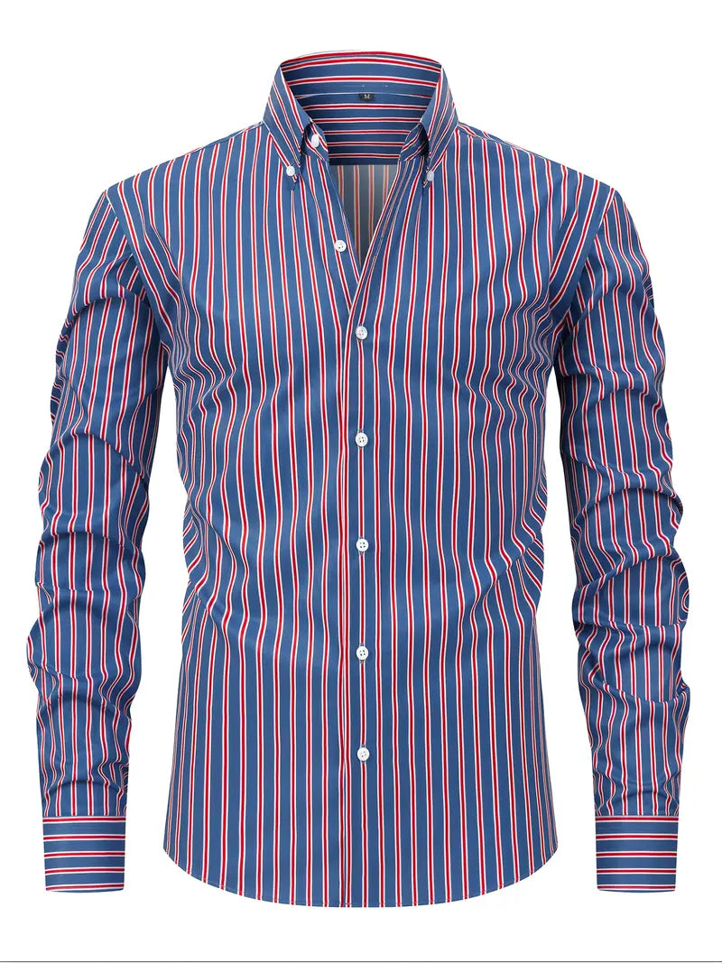 Camicia Uomo Slim Fit a Righe con Bottoni