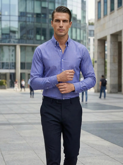 Camicia Uomo Slim Fit a Righe con Bottoni