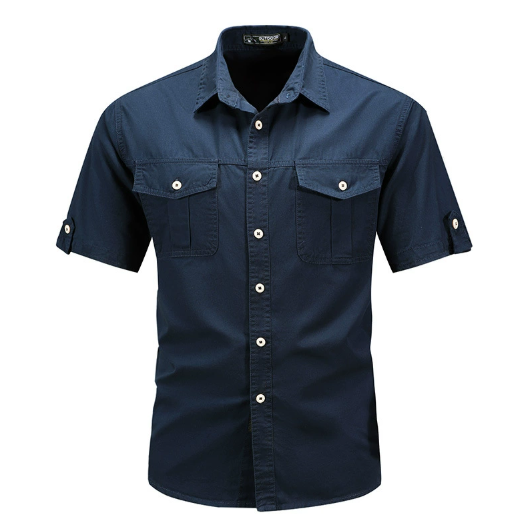 Camicia Uomo Manica Corta Tasche Funzionali Bottoni