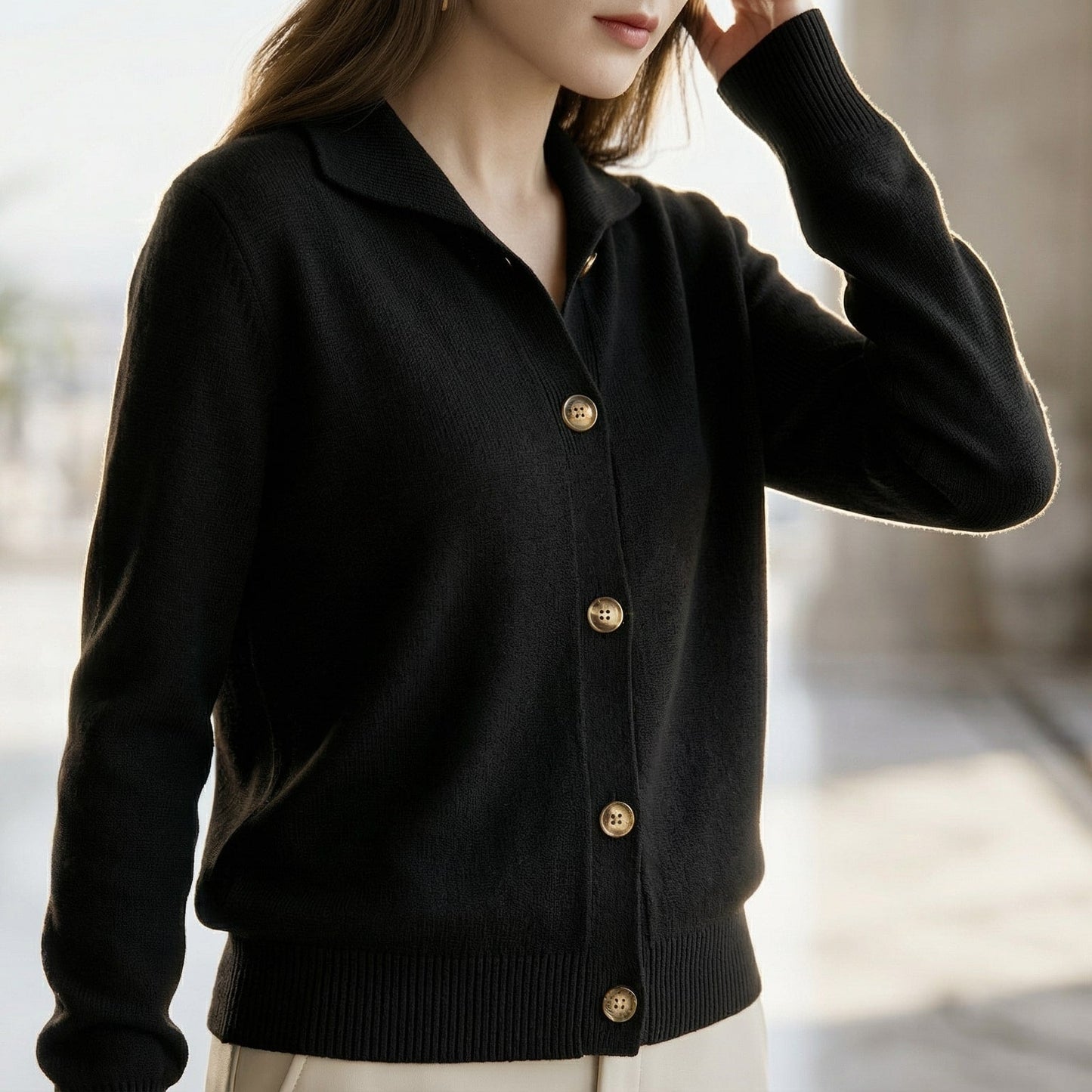 Cardigan Uomo in Maglia con Colletto e Bottoni