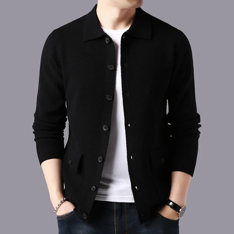 Cardigan Uomo Maglia con Colletto e Bottoni