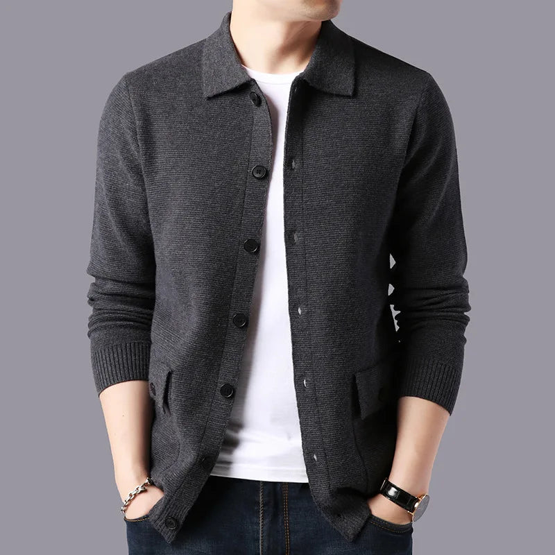 Cardigan Uomo Maglia con Colletto e Bottoni