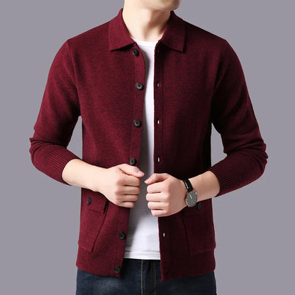 Cardigan Uomo Maglia con Colletto e Bottoni