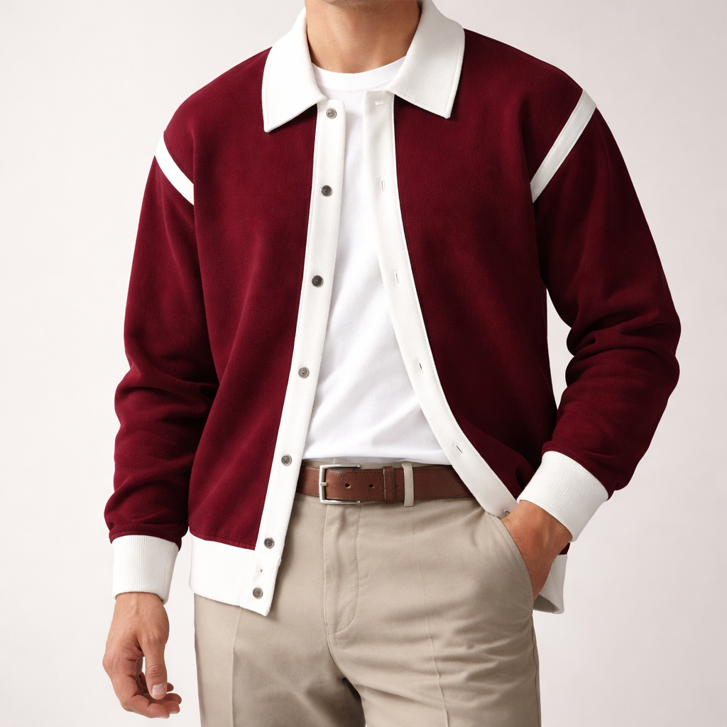 Maglione Uomo con Inserti a Contrasto e Chiusura con Bottoni