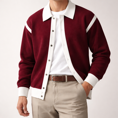 Maglione Uomo con Inserti a Contrasto e Chiusura con Bottoni