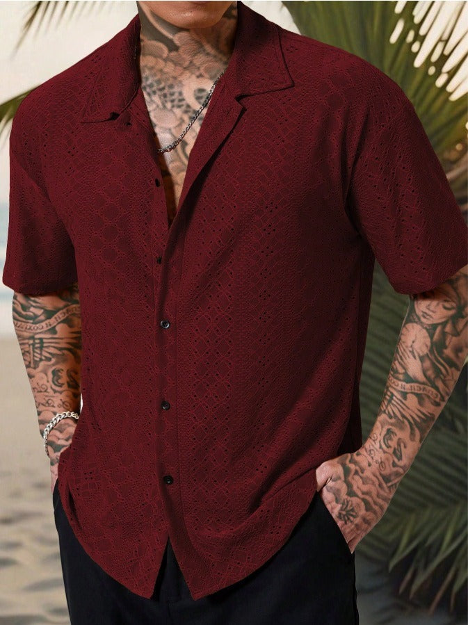 Camicia Uomo Manica Corta Fantasia Bottoni