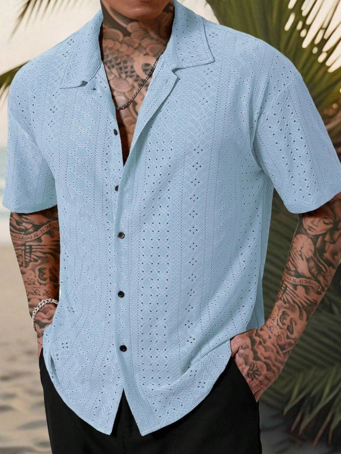 Camicia Uomo Manica Corta Fantasia Bottoni - Brentozzi
