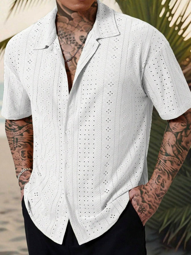 Camicia Uomo Manica Corta Fantasia Bottoni