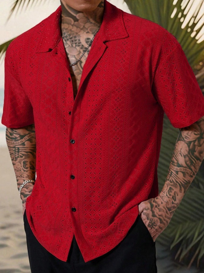 Camicia Uomo Manica Corta Fantasia Bottoni