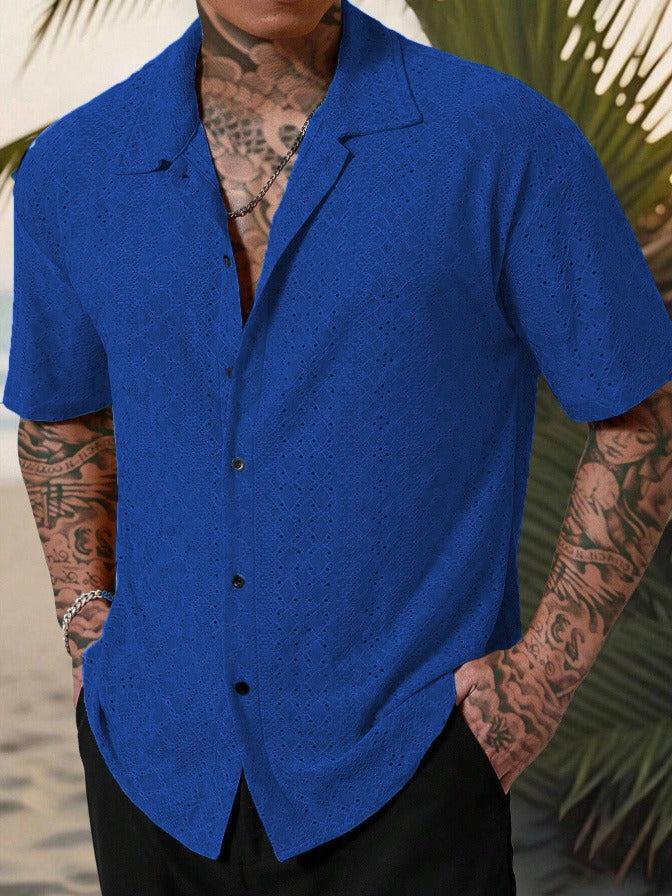 Camicia Uomo Manica Corta Fantasia Bottoni