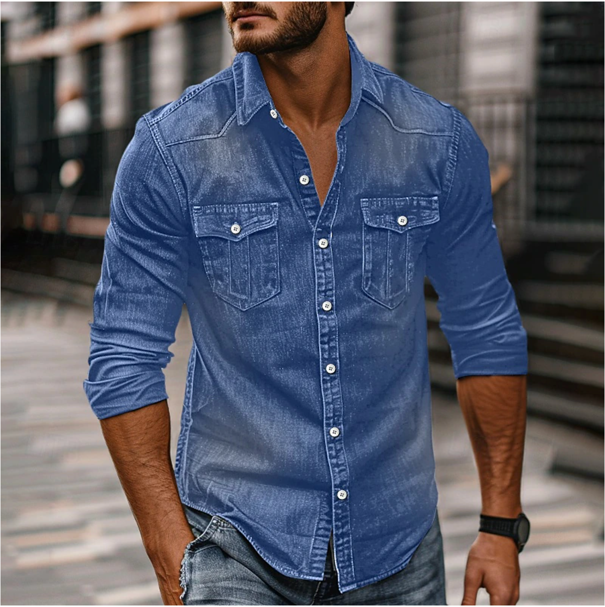 Camicia Uomo Tasche con Bottoni Stile Casual - Brentozzi