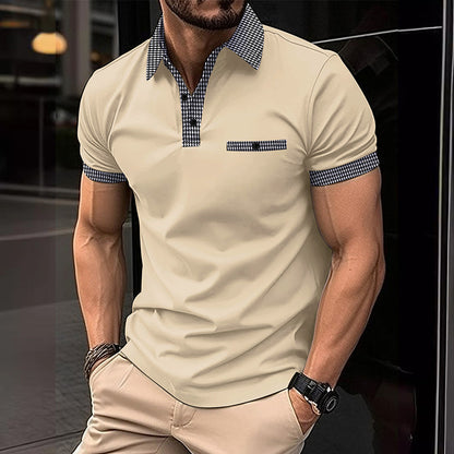 Polo Uomo Cotone Colletto a Quadri Tasche