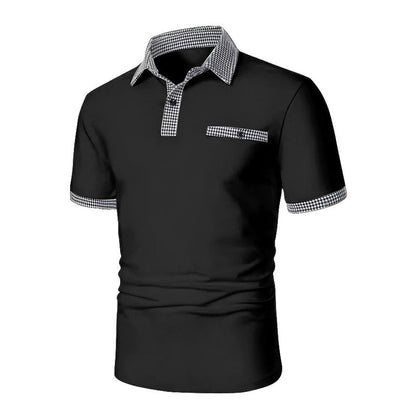 Polo Uomo Cotone Colletto a Quadri Tasche
