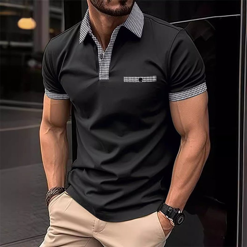 Polo Uomo Cotone Colletto a Quadri Tasche