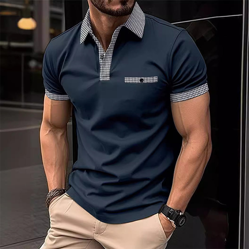 Polo Uomo Cotone Colletto a Quadri Tasche