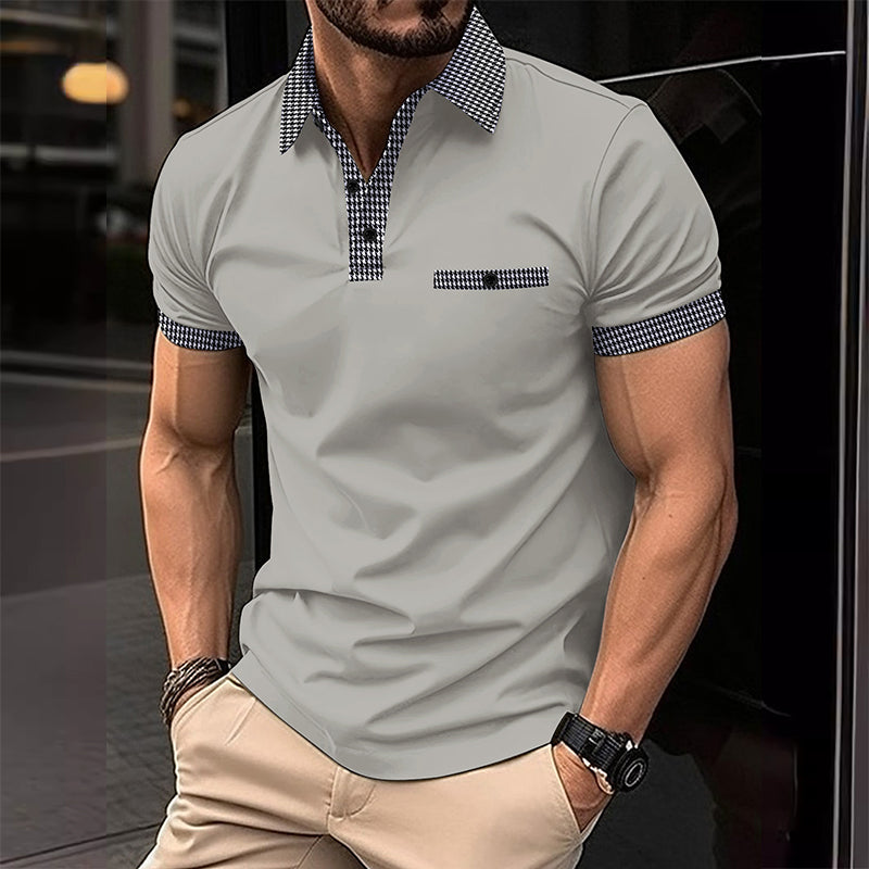 Polo Uomo Cotone Colletto a Quadri Tasche