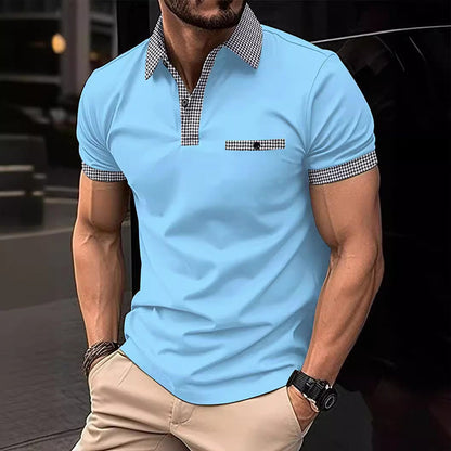 Polo Uomo Cotone Colletto a Quadri Tasche