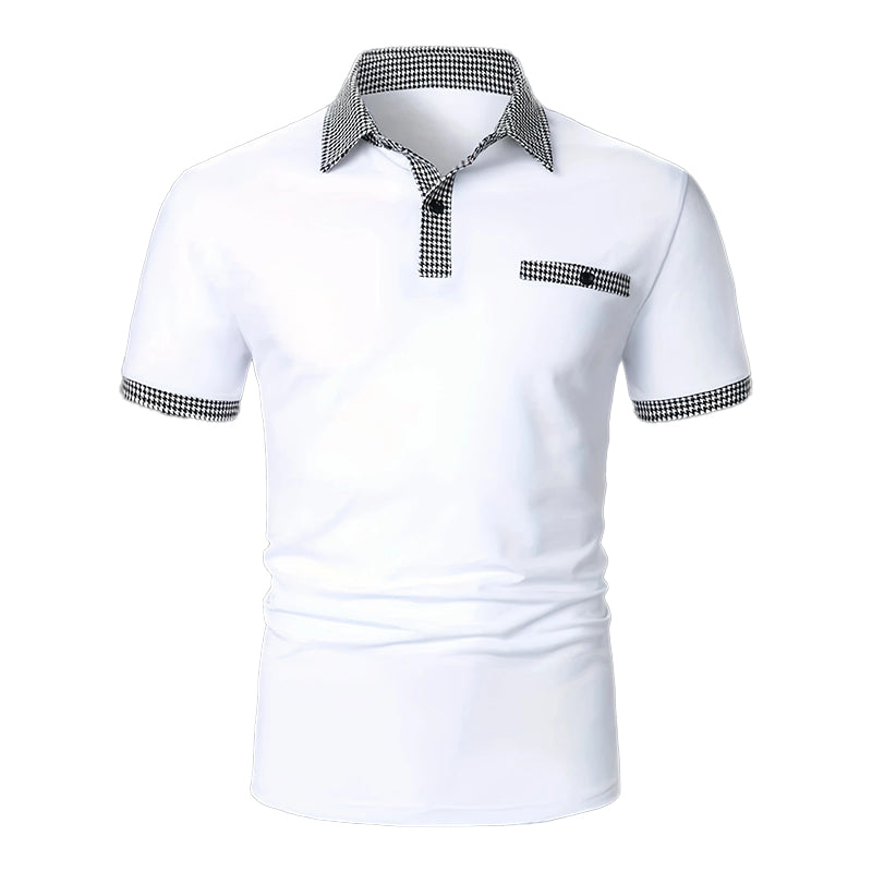 Polo Uomo Cotone Colletto a Quadri Tasche