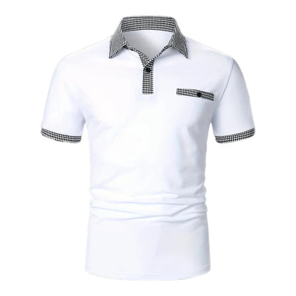 Polo Uomo Cotone Colletto a Quadri Tasche