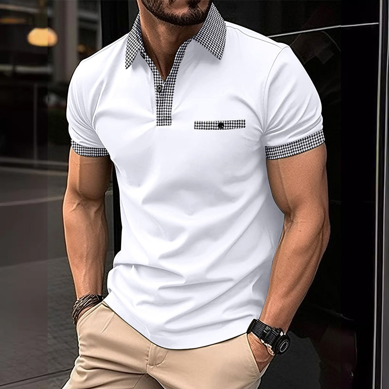 Polo Uomo Cotone Colletto a Quadri Tasche