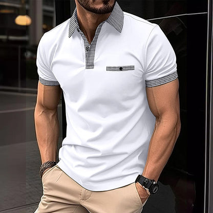 Polo Uomo Cotone Colletto a Quadri Tasche