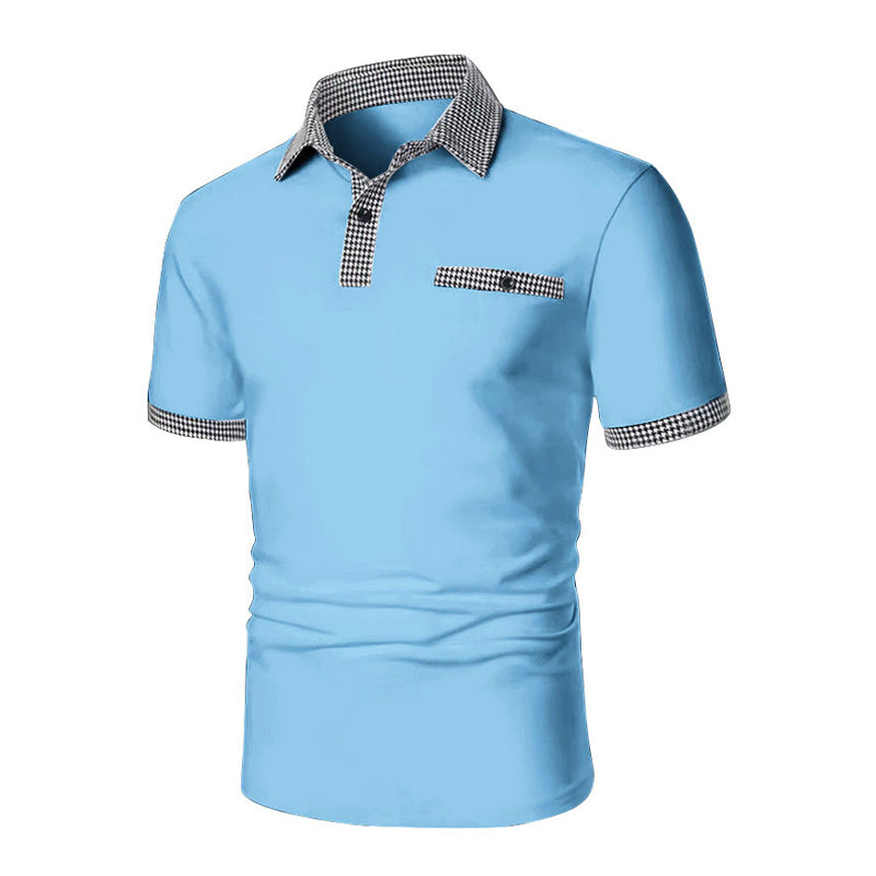 Polo Uomo Cotone Colletto a Quadri Tasche