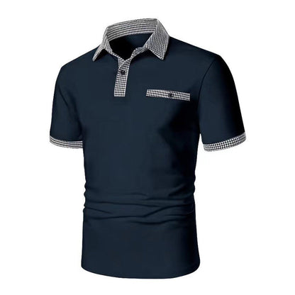 Polo Uomo Cotone Colletto a Quadri Tasche