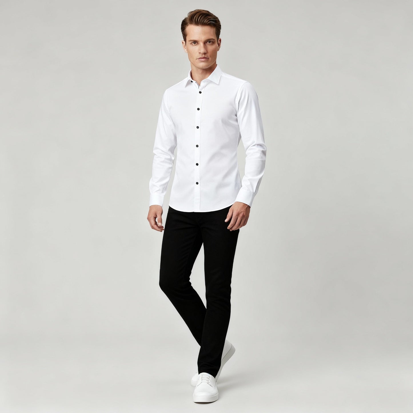 Camicia Uomo Slim Fit con Bottoni Stile Formale