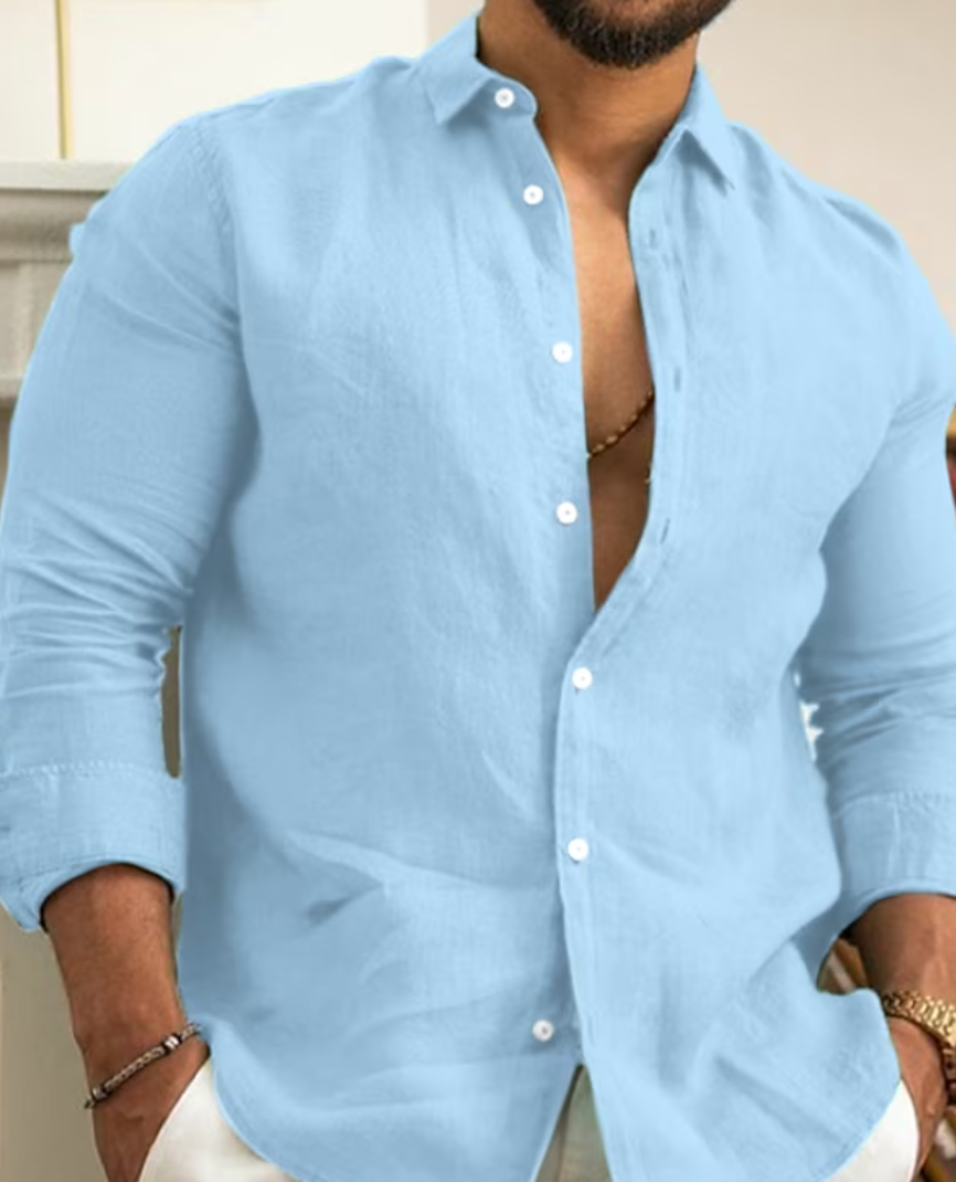 Camicia Uomo Slim Fit Manica Lunga con Bottoni