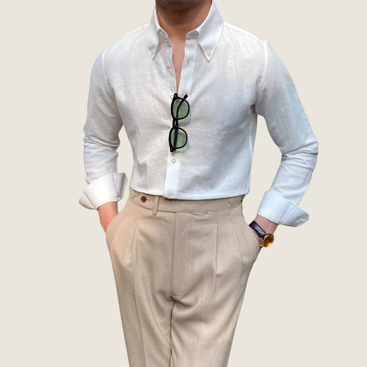 Camicia Uomo Cotone Manica Lunga Bottoni - Brentozzi