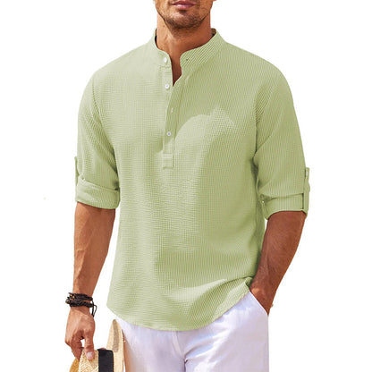 Camicia Uomo Collo Alto Mezza Patta Casual