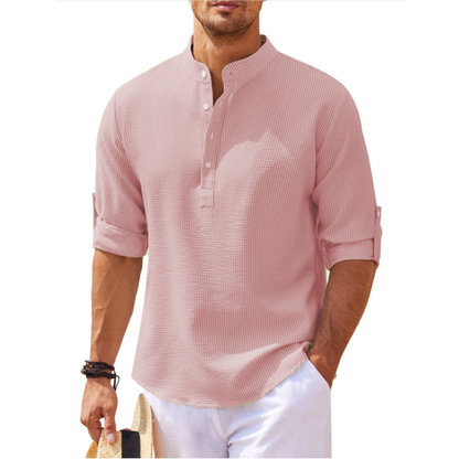 Camicia Uomo Collo Alto Mezza Patta Casual