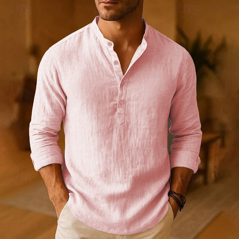 Maglia Uomo Henley Manica Lunga Casual