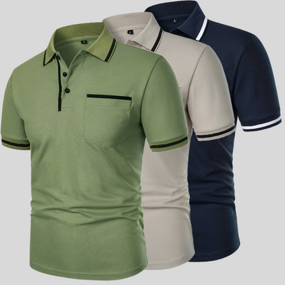 Polo Uomo con Tasche e Inserti a Contrasto