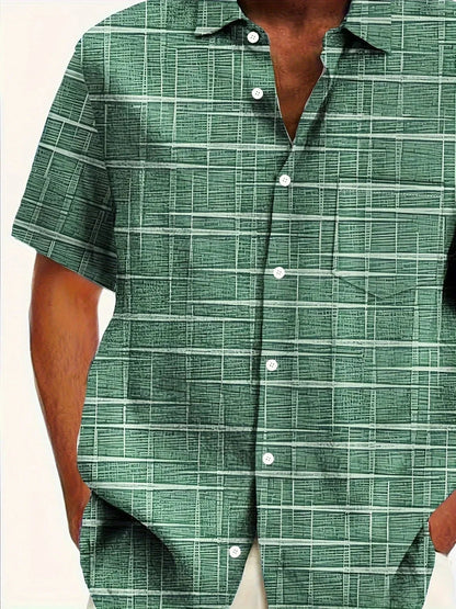 Camicia Uomo Manica Corta Fantasia Bottoni Casual