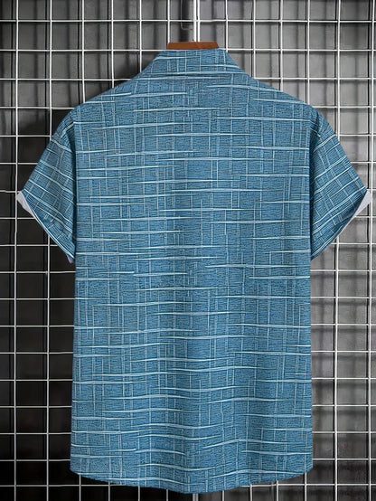 Camicia Uomo Manica Corta Fantasia Bottoni Casual
