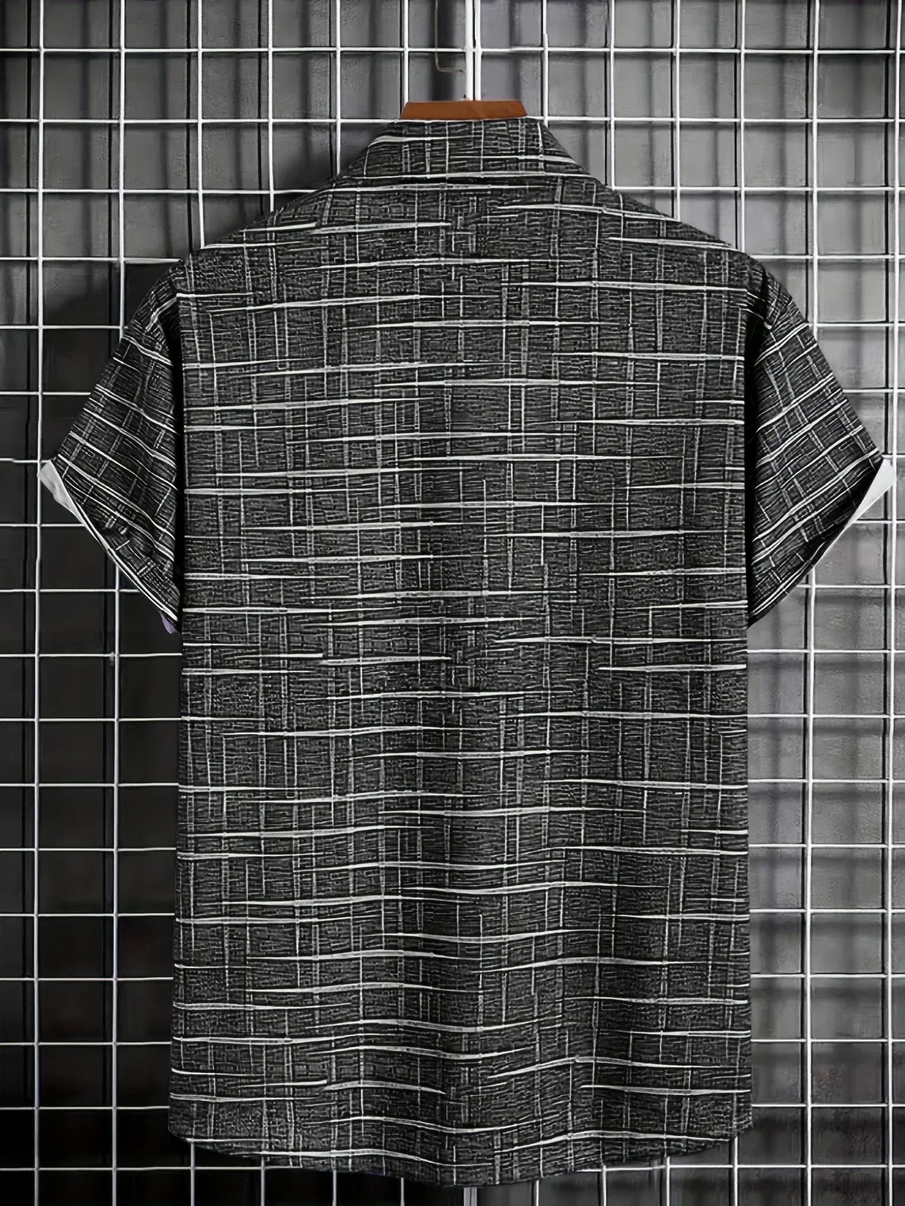 Camicia Uomo Manica Corta Fantasia Bottoni Casual