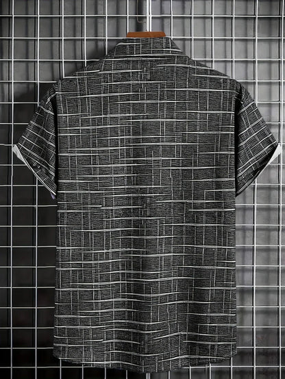 Camicia Uomo Manica Corta Fantasia Bottoni Casual