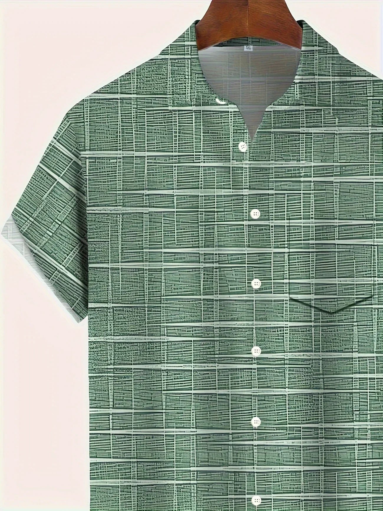 Camicia Uomo Manica Corta Fantasia Bottoni Casual