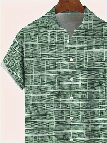 Camicia Uomo Manica Corta Fantasia Bottoni Casual