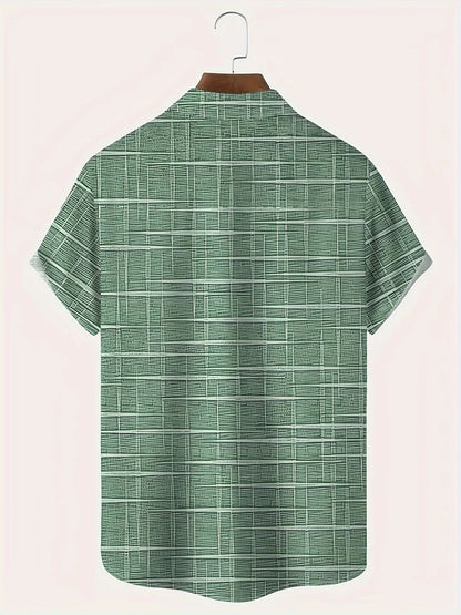 Camicia Uomo Manica Corta Fantasia Bottoni Casual