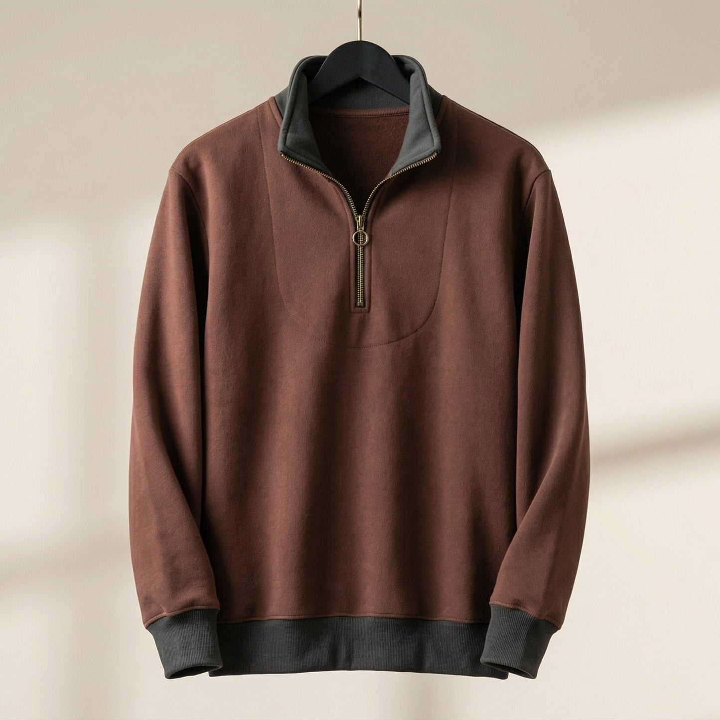 Maglione Uomo con Inserto a Contrasto e Mezza Cerniera - Brentozzi