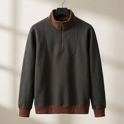 Maglione Uomo con Inserto a Contrasto e Mezza Cerniera