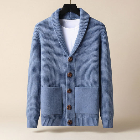 Cardigan Uomo in Maglia con Scollo a Sciarpa e Bottoni - Brentozzi