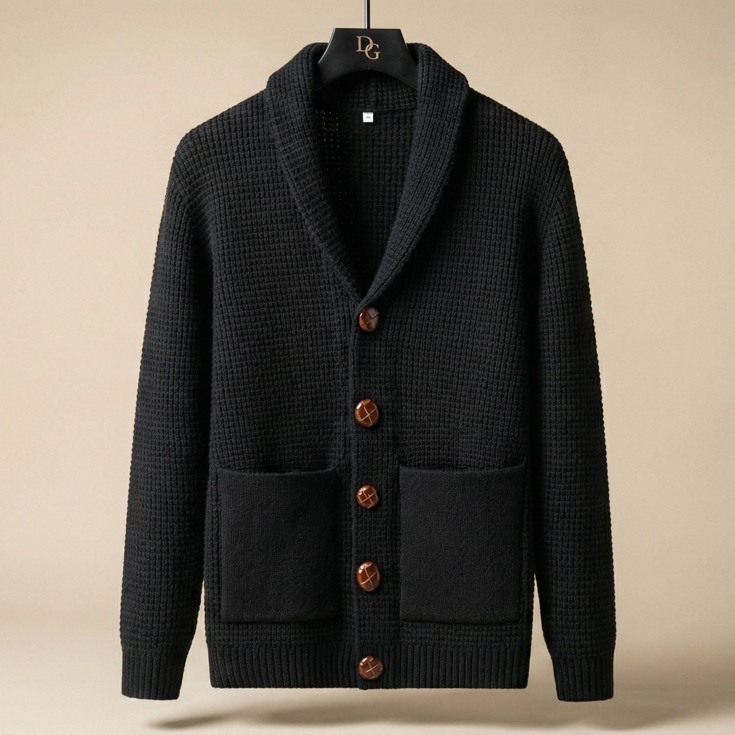 Cardigan Uomo in Maglia con Scollo a Sciarpa e Bottoni