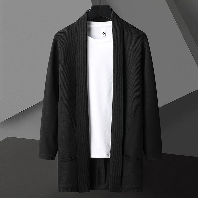 Cardigan Uomo Aperto in Maglia con Tasche