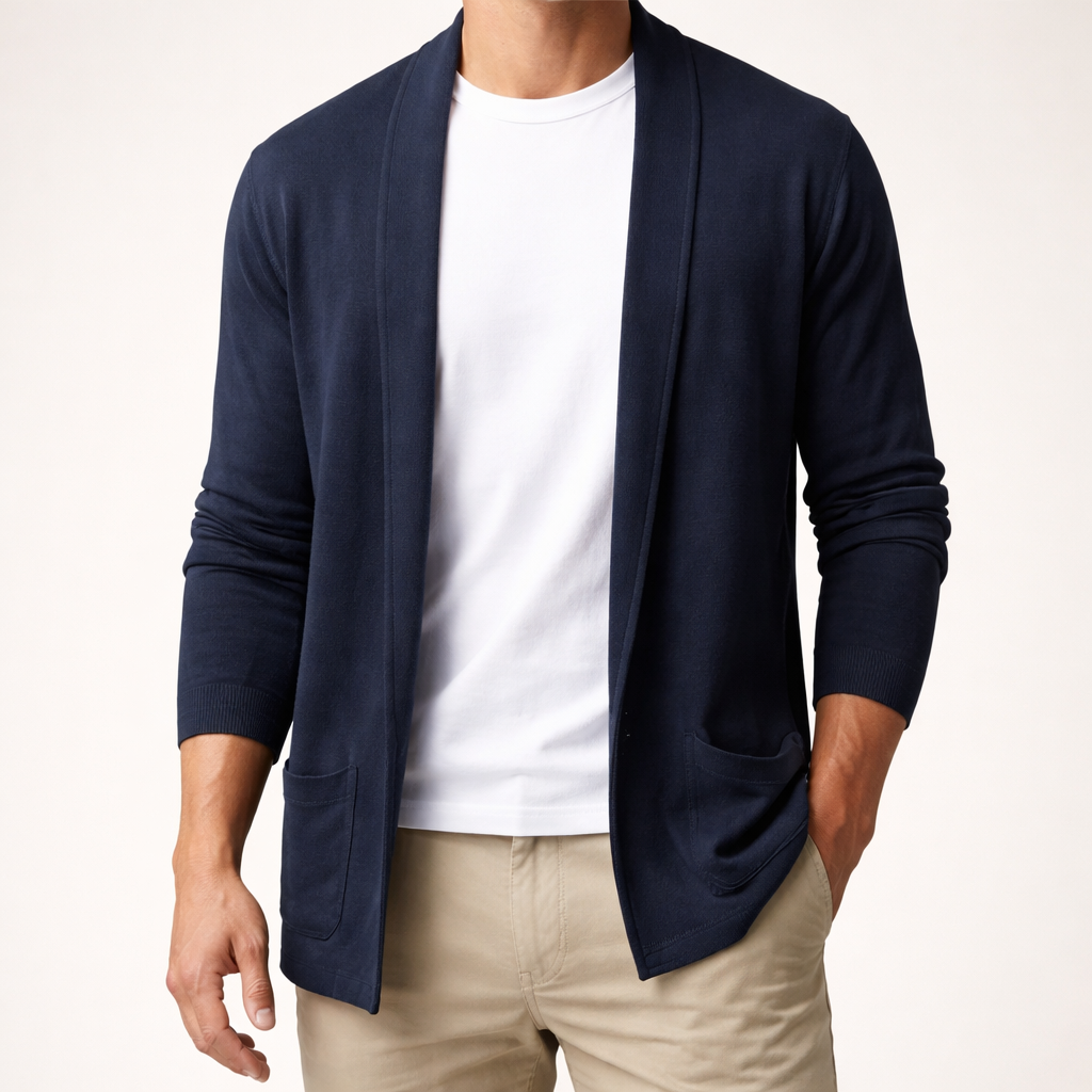 Cardigan Uomo Aperto in Maglia con Tasche