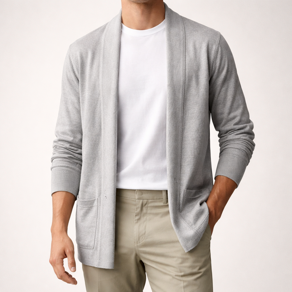 Cardigan Uomo Aperto in Maglia con Tasche