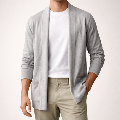 Cardigan Uomo Aperto in Maglia con Tasche
