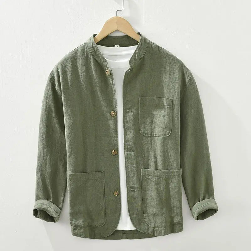 Camicia Uomo Collo Coreano Casual con Bottoni - Brentozzi